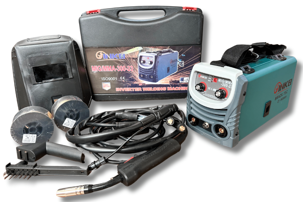 Soldadora Mig-tig-arco 300a Sin Gas Verde + Rollo De Alambre Flux