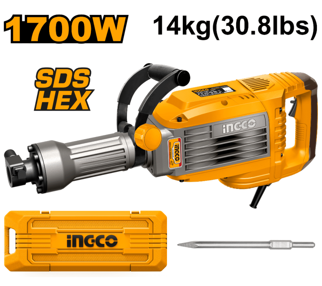 Martillo Demoledor Cango Ingco 1700w -14kg – Sds- Ingco